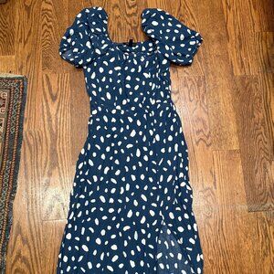New Look Navy Printed Spot Midi Sun Dress
